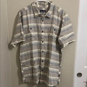 Patagonia Men's Casual Striped Shirt - Beige and Blue
